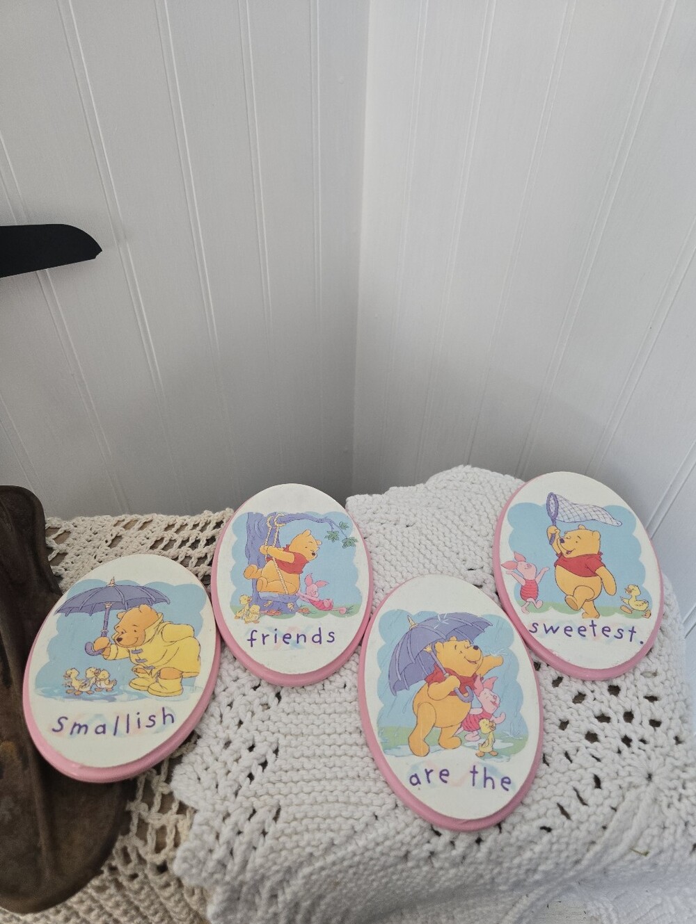 Vintage 90s Classic Winnie the Pooh Nursery Wall Plaques - Set of 4